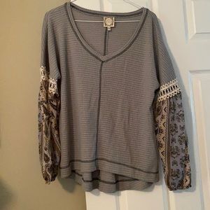 Truself long sleeve boho style top Large EUC